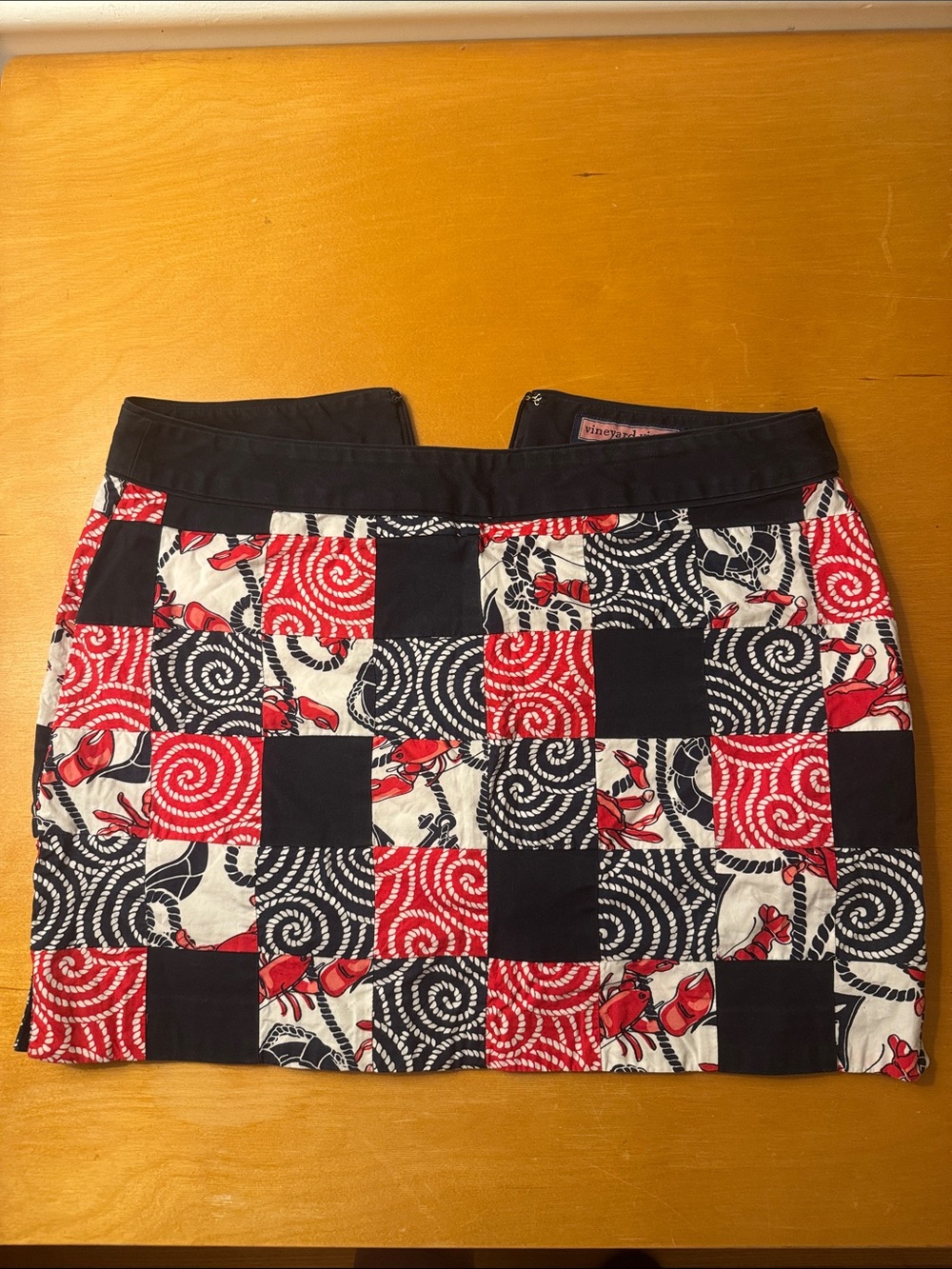 Vineyard Vines Red, Black & White Patchwork Mini Skirt